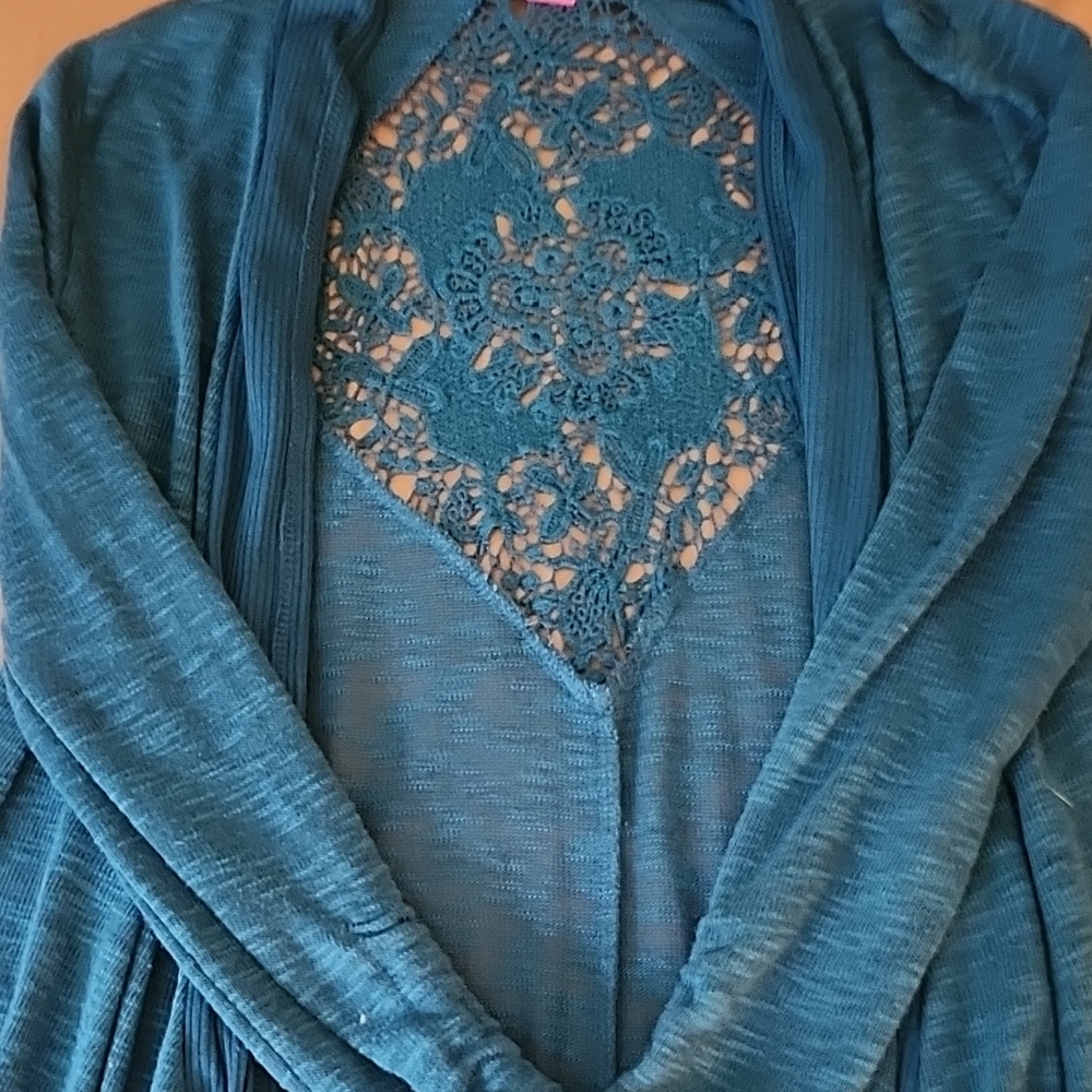 Teal Lace Knit Women's Sweater